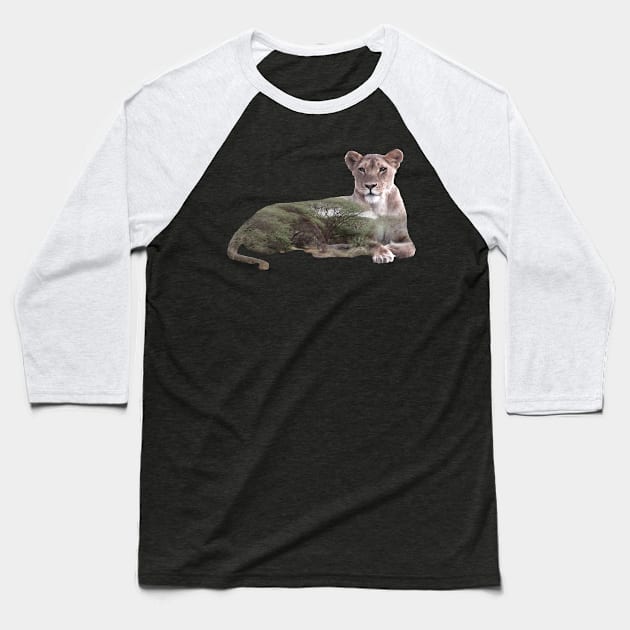 Lioness - double exposure - Africa Baseball T-Shirt by T-SHIRTS UND MEHR